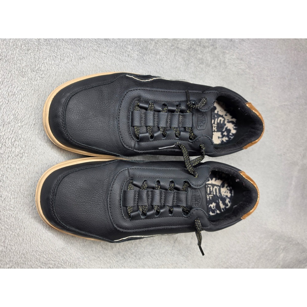 Hey Dude Hudson Lift Metallic Black Tan Gold Sneakers Mens 9 Womens 11